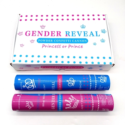 A-mazon Hot Selling Blauw Roze Jongen Meisje Geslacht Onthullen Voorraden Biologisch afbreekbaar Vlamwerend Party Popper Confetti Launcher