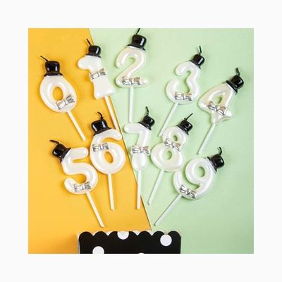 Digitale kaars 0-9 Topper Cake schattig Roze boog witte hoedje verjaardag kaars cake topper kaarsen