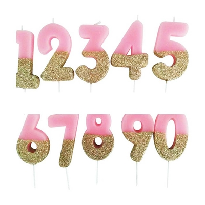 Digitale kaars 0-9 Topper Cake schattig Roze boog witte hoedje verjaardag kaars cake topper kaarsen