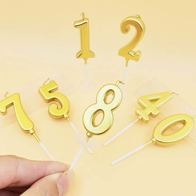 Creatief Goud Zilver Diamant Oppervlak Digitaal Kaars Verjaardagsfeest Taart Decoratie