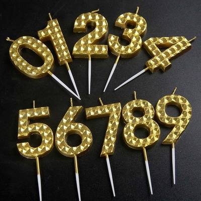 Creatief Goud Zilver Diamant Oppervlak Digitaal Kaars Verjaardagsfeest Taart Decoratie