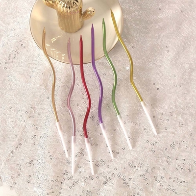 Gouden draad Curve kaarsen Zilveren verjaardag taart kaarsen Verjaardag feest decoraties
