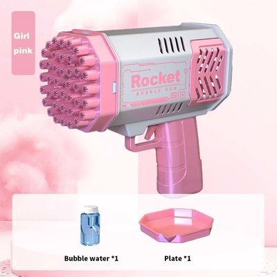 Bubbelpistool raket 69 gaten zeepbellen machine kerstcadeau pistool vorm automatische blazer met licht speelgoed voor kinderen