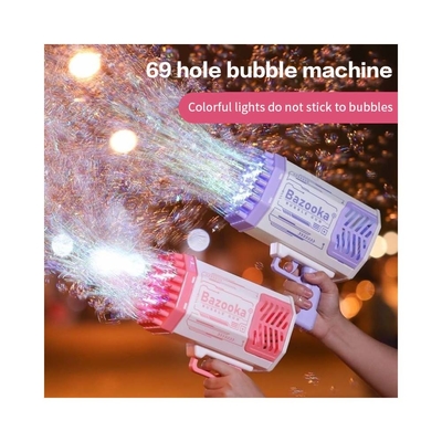 Bubbelpistool raket 69 gaten zeepbellen machine kerstcadeau pistool vorm automatische blazer met licht speelgoed voor kinderen