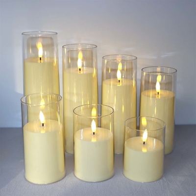 Vadersdag Vlamloze flikkerende kaars in LED acrylbeker voor verjaardag decoratie
