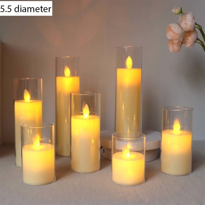 Vadersdag Vlamloze flikkerende kaars in LED acrylbeker voor verjaardag decoratie