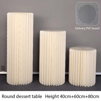 Acrylische cilindrische opvouwbare desserttafel in aangepaste vorm voor papiervouwen Gelegenheid Huwelijk Verjaardagsfeest Decoratie