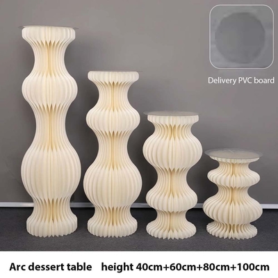 Acrylische cilindrische opvouwbare desserttafel in aangepaste vorm voor papiervouwen Gelegenheid Huwelijk Verjaardagsfeest Decoratie