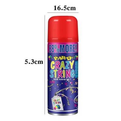 Schotbereik 5-8m Economisch kleurrijke streamer en dom gek string spray voor festival decoraties