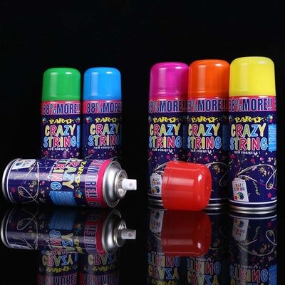 Schotbereik 5-8m Economisch kleurrijke streamer en dom gek string spray voor festival decoraties