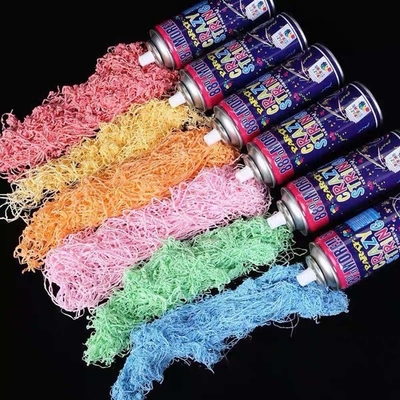 Schotbereik 5-8m Economisch kleurrijke streamer en dom gek string spray voor festival decoraties